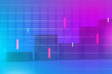 2d rendering Stock market online business concept. business Graph 
