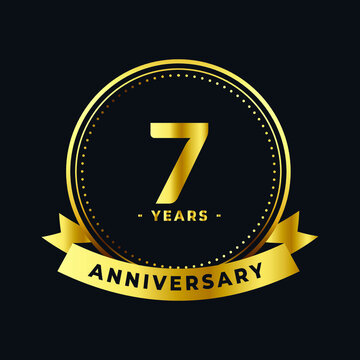 Seven Years Anniversary Celebration Gold and Black Isolated Vector