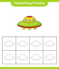 Handwriting practice. Tracing lines of Ufo. Educational children game, printable worksheet, vector illustration