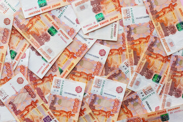 Banknotes of russian rubles with a face value of five thousand