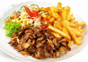 Gyros Plate with French Fries - Isolated