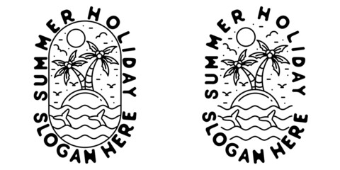 beach monoline logo vintage outdoor badge design 