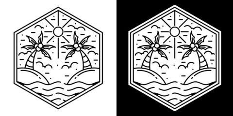 beach monoline logo vintage outdoor badge design