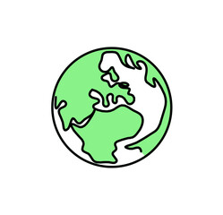 Abstract color planet Earth as line drawing on white as background. Vector