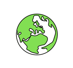 Abstract color planet Earth as line drawing on white as background. Vector