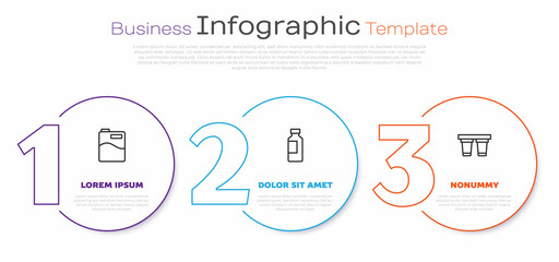 Set line Big bottle with clean water, Bottle of and Water filter. Business infographic template. Vector