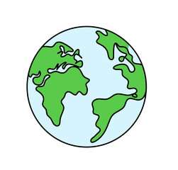 Abstract color planet Earth as line drawing on white as background. Vector