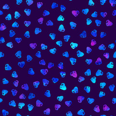 Brush Stroke Heart Love Geometric Grung Pattern Seamless in Blue Color Background. Gunge Collage Watercolor Texture for Teen and School Kids Fabric Prints Grange Design