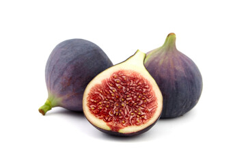 Fig fruit with ripe red half isolated on white