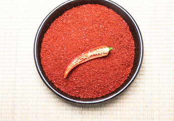 chili and red pepper powder, the seasonings for kimchi
김치 재료의 양념 인 고추와...
