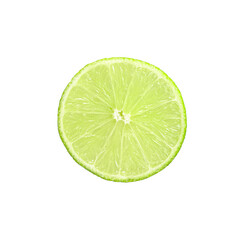 Lime slice center against white background 