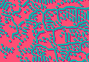Abstract background with optical illusion generative pattern and vibrant fluid psychedelic colors.