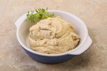 Vegan food - hummus with olive oil