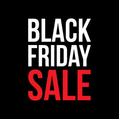 Fototapeta na wymiar Black Friday Sale White And Red Text With Black Background