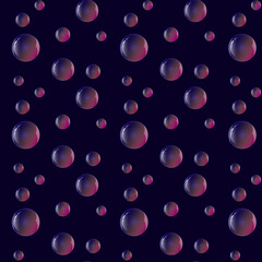 Realistic Soap bubbles collection on seamless pattern. Water air sphere. Vector illustration