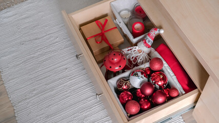 christmas, preparation and storage of gifts, decor, balls, candles,Christmas gift,gift box eco christmas holiday concept, Christmas gift wrapping, decor banner