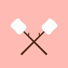 Marshmallow and stick vector. free space for text. wallpaper. Marshmallow  stick vector.