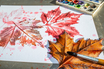 artistic image - imprints of leaves - Graphics - monoprint