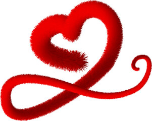 Fototapeta premium Romantic soft fur hearts isolated on white background. 3d decorative design element