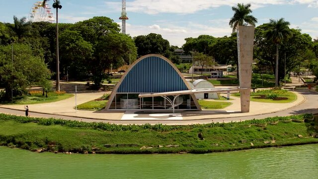 Pampulha lake and Sao Francisco de Assis church, Belo Horizonte, Brazil.Pampulha lake and Sao Francisco de Assis church, Belo Horizonte, Brazil.Pampulha lake and Sao Francisco de Assis church.