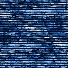Brush Stroke Line Stripe Geometric Grung Pattern Seamless in Blue Color Background. Gunge Collage Watercolor Texture for Teen and School Kids Fabric Prints Grange Design with lines - 466980340
