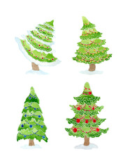 set of christmas trees