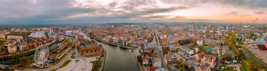 Fototapeta na wymiar gdansk city aerial panoramic view 