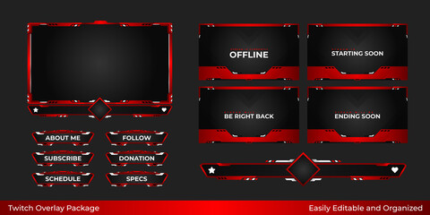 Twitch stream overlay package including facecam overlay, offline, starting soon, twitch panels © Imran Art