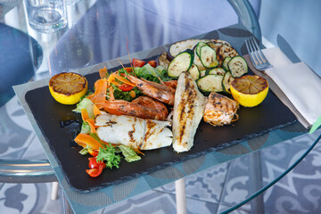 grilled cuttlefish and prawns