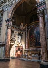 Fototapeta na wymiar Interior View of Chisea di San Filippo Neri is a late-Baroque style, Turin, region of Piedmont, Italy