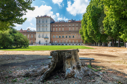 Giardini Reali - Royal garden in Turin, backview of Palazzo Reale, Piedmont, Italy 
