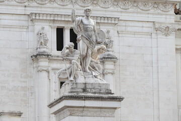 Fototapeta na wymiar Altare della Patria War Memorial Sculpture in Rome, Italy