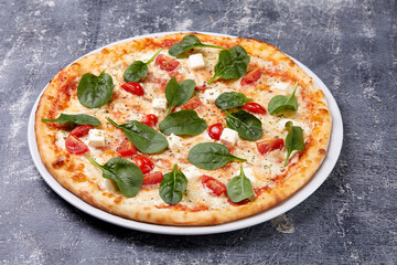 tasty pizza with chicken and cheese