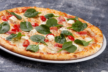 tasty pizza with chicken and cheese