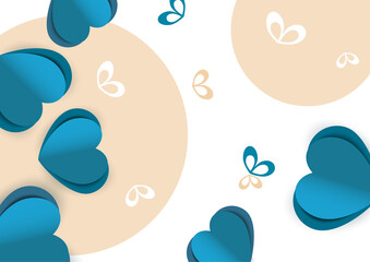 Valentine's hearts. Paper flying elements on a white background. Vector love symbols in the shape of a heart for Happy Women's, Mother's Day, Valentine's Day, greeting card