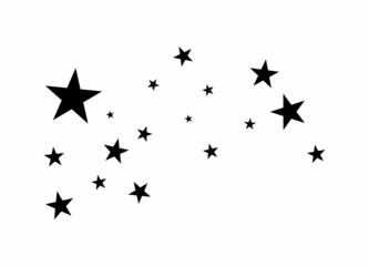 Fireworks star random source stream.  Falling Star. Stars on a white background.
