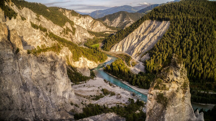 loop of the Rhine river seen from above