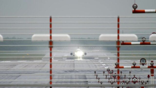 Civil airplane takes off