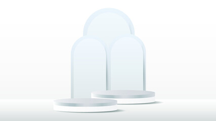 Abstract minimal white podium product display presentation in a white background for content online or web, banner and template , illustration 3d Vector EPS 10