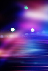 Bright abstract blurred background with bokeh. Blurred lights, neon glowing lines on a dark...