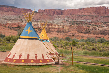 tipi, American Indian tents in Capitol Reef National Park in United States of America