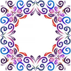 Abstract floral frame on white background for design postcard and packaging. Place for inscription