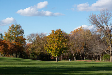 Naklejka premium Iowa Jasper Park Golf Court Autumn Scene