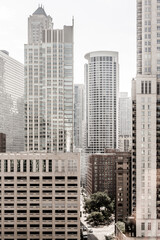 Impressive glass-enclosed skyscrapers in the city of Chicago