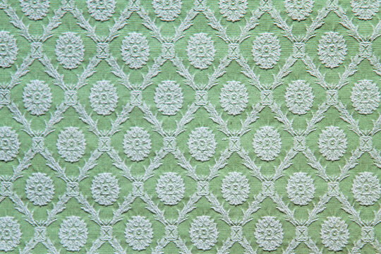 Green Vintage Textile Pattern Texture Christmas Holiday White and Green Diamond Cross Pattern