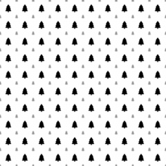 Square seamless background pattern from geometric shapes are different sizes and opacity. The pattern is evenly filled with big black fir-tree symbols. Vector illustration on white background