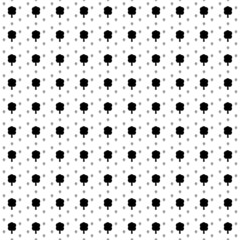 Square seamless background pattern from geometric shapes are different sizes and opacity. The pattern is evenly filled with big black tree symbols. Vector illustration on white background