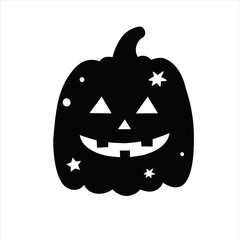 Cute halloween pumpkin sillhouette. Celestial pumpkin.