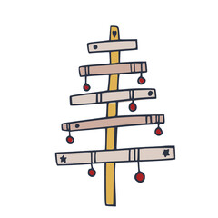 Doodle Christmas trees in beige and yellow color. Simple style
