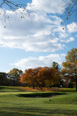 Fototapeta na wymiar Iowa Jasper Park Golf Court Autumn Scene